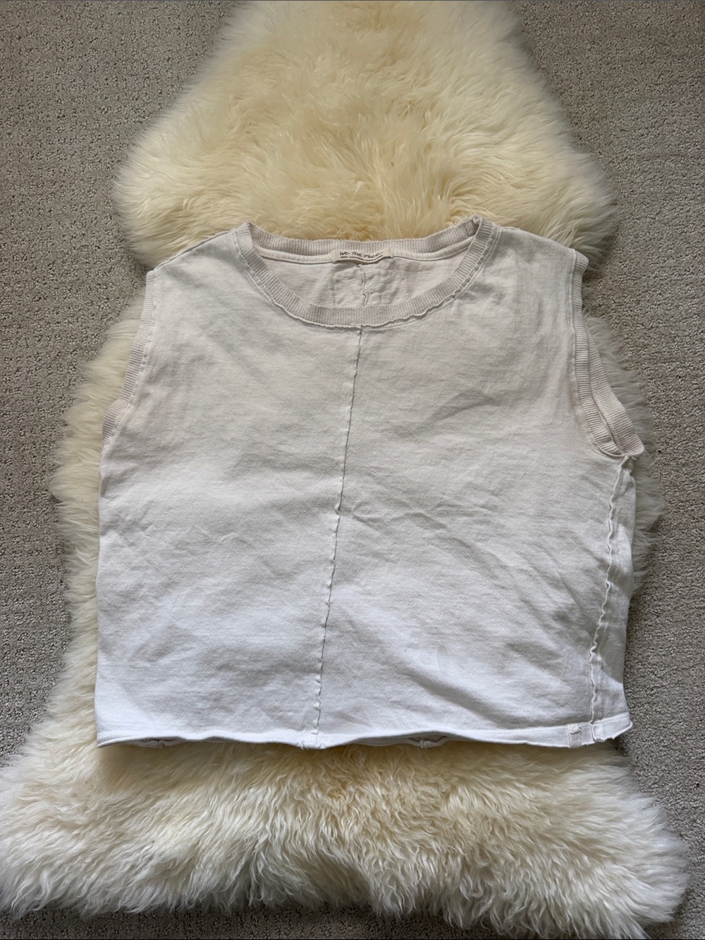 We The Free by Free People Boxy Raw-Edge Sleeveless Top in Cream